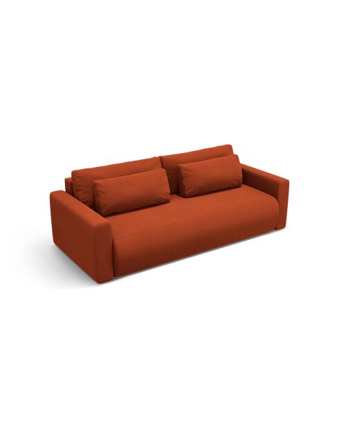 Canapé velours convertible avec coffre de rangement Belfast 3 places auburn - 238x105x84 cm