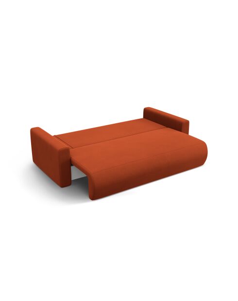 Canapé velours convertible avec coffre de rangement Belfast 3 places auburn - 238x105x84 cm