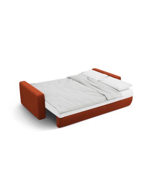 Canapé velours convertible avec coffre de rangement Belfast 3 places auburn - 238x105x84 cm