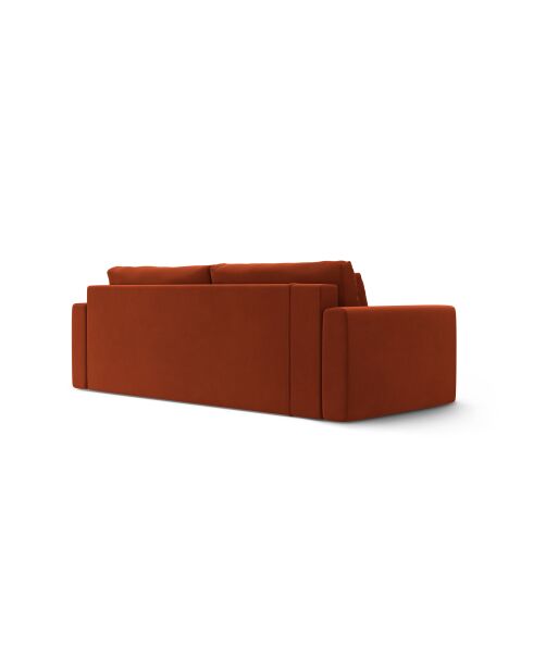 Canapé velours convertible avec coffre de rangement Belfast 3 places auburn - 238x105x84 cm