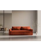 Canapé velours convertible avec coffre de rangement Belfast 3 places auburn - 238x105x84 cm