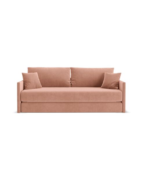 Canapé convertible velours Shannon 3 places rose - 209x94x87 cm