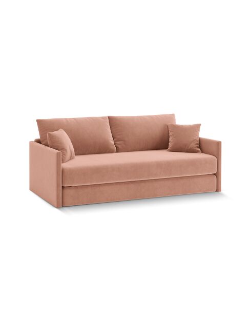 Canapé convertible velours Shannon 3 places rose - 209x94x87 cm