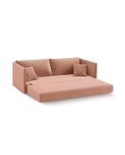 Canapé convertible velours Shannon 3 places rose - 209x94x87 cm