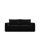 Canapé convertible velours Grena 3 places noir - 205x100x90 cm