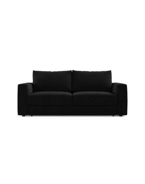 Canapé convertible velours Grena 3 places noir - 205x100x90 cm