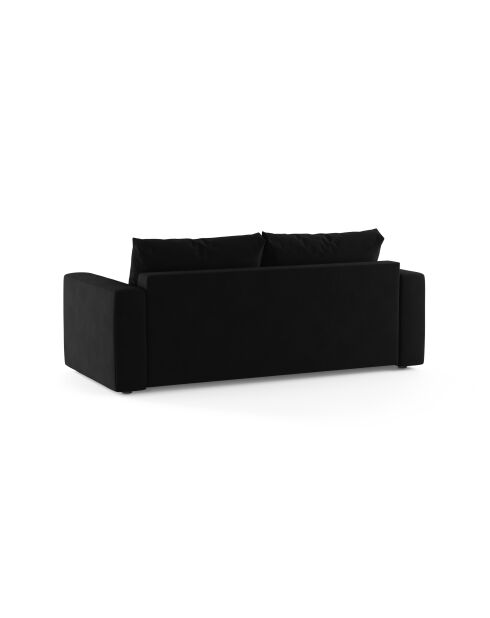 Canapé convertible velours Grena 3 places noir - 205x100x90 cm