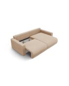 Divano angolare Belfast trasformabile in velluto a 3 posti con contenitore beige mandorla - 240x149x84 cm