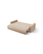 Divano angolare Belfast trasformabile in velluto a 3 posti con contenitore beige mandorla - 240x149x84 cm