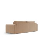 Divano angolare Belfast trasformabile in velluto a 3 posti con contenitore beige mandorla - 240x149x84 cm