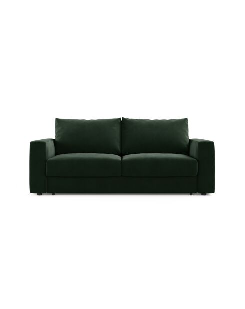 Canapé convertible velours Grena 3 places vert bouteille - 205x100x90 cm