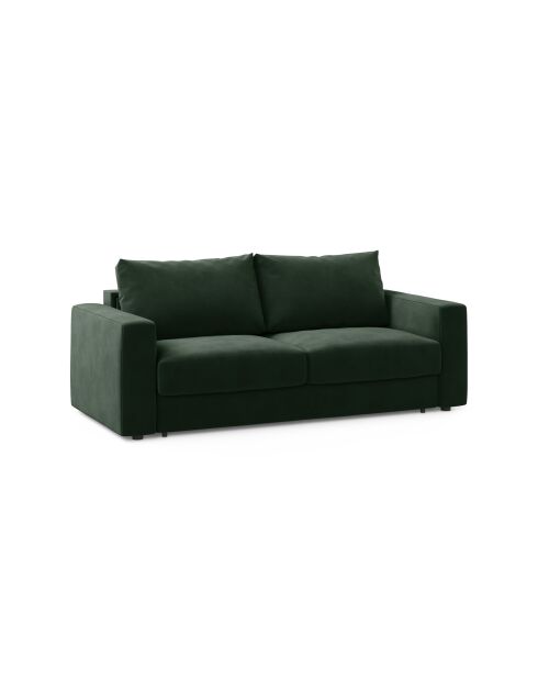 Canapé convertible velours Grena 3 places vert bouteille - 205x100x90 cm
