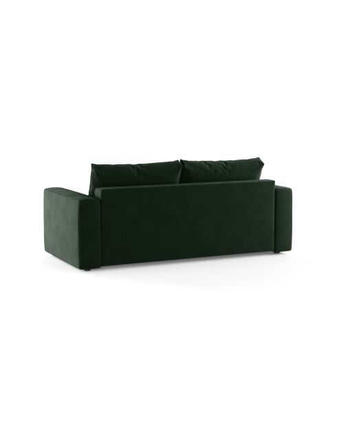 Canapé convertible velours Grena 3 places vert bouteille - 205x100x90 cm