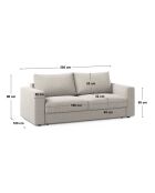 Canapé convertible Grena 3 places blanc - 205x100x90 cm