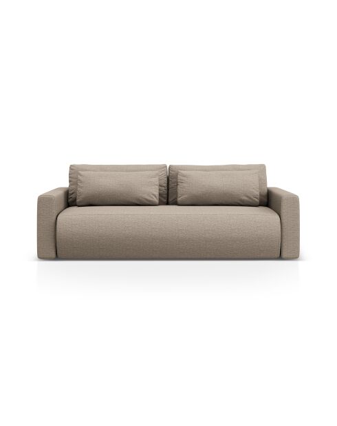 Canapé convertible avec coffre de rangement Belfast 3 places beige foncé - 238x105x84 cm