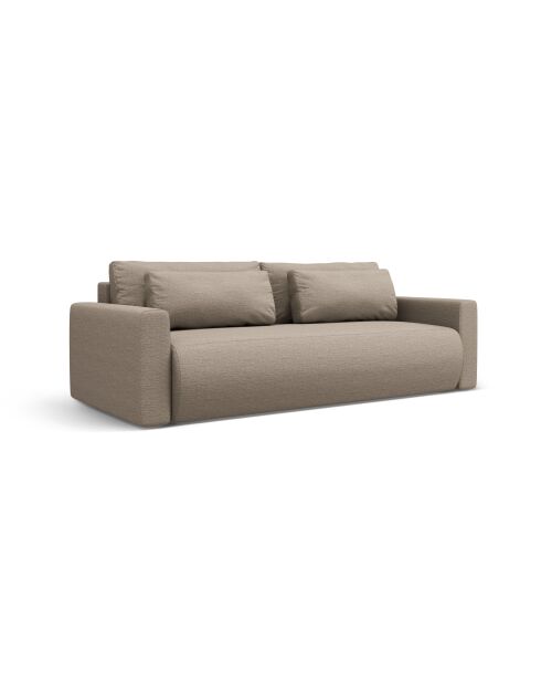 Canapé convertible avec coffre de rangement Belfast 3 places beige foncé - 238x105x84 cm