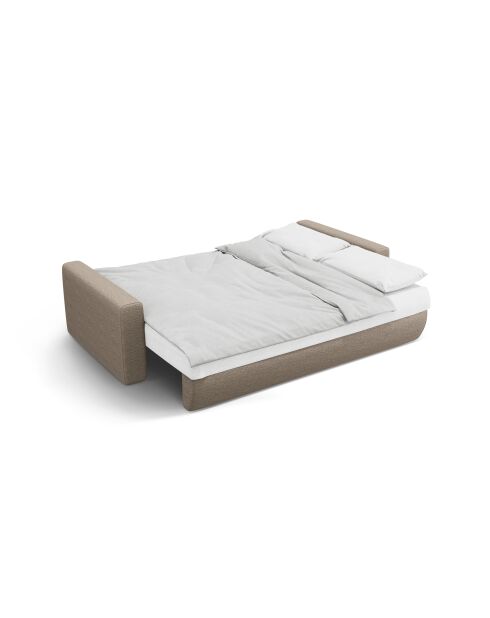 Canapé convertible avec coffre de rangement Belfast 3 places beige foncé - 238x105x84 cm