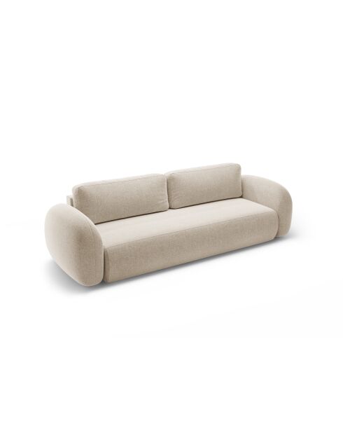 Canapé convertible avec coffre de rangement Tonale 3 places beige foncé - 262x105x88 cm