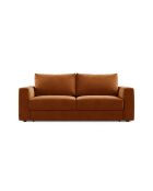 Canapé convertible velours Grena 3 places terracotta - 205x100x90 cm