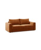 Canapé convertible velours Grena 3 places terracotta - 205x100x90 cm