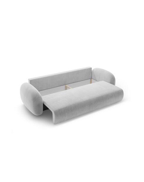 Canapé velours convertible avec coffre de rangement Tonale 3 places gris - 262x105x88 cm