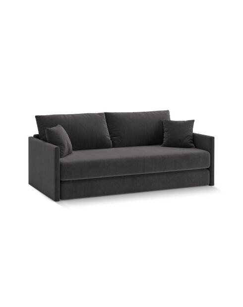 Canapé convertible velours Shannon 3 places gris foncé - 209x94x87 cm
