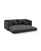 Canapé convertible velours Shannon 3 places gris foncé - 209x94x87 cm