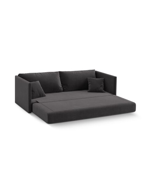 Canapé convertible velours Shannon 3 places gris foncé - 209x94x87 cm