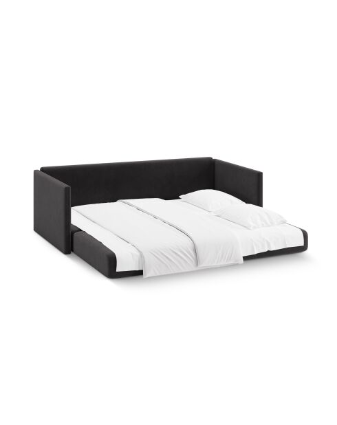 Canapé convertible velours Shannon 3 places gris foncé - 209x94x87 cm