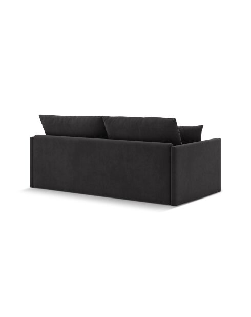 Canapé convertible velours Shannon 3 places gris foncé - 209x94x87 cm