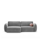 Canapé d'angle en velours convertible avec rangement Tonale 4 places gris foncé - 262x149x88 cm