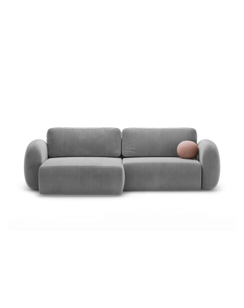 Canapé d'angle en velours convertible avec rangement Tonale 4 places gris foncé - 262x149x88 cm
