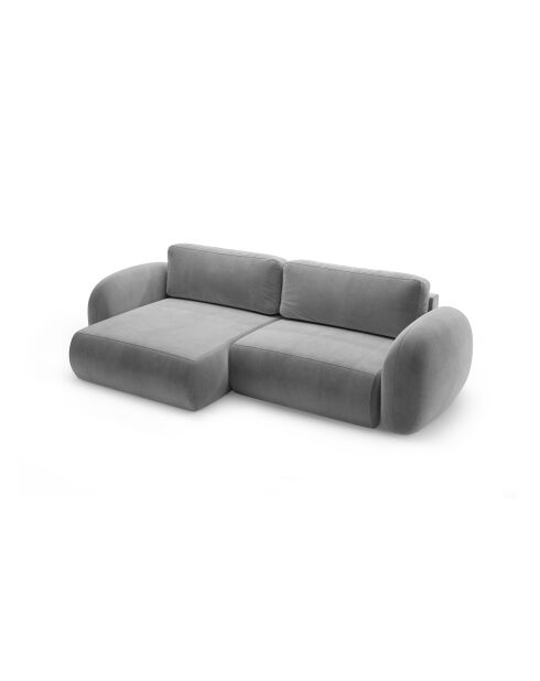 Canapé d'angle en velours convertible avec rangement Tonale 4 places gris foncé - 262x149x88 cm