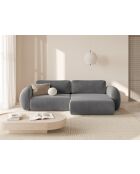 Canapé d'angle en velours convertible avec rangement Tonale 4 places gris foncé - 262x149x88 cm