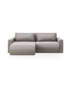 Canapé d'angle en velours convertible avec rangement Belfast 3 places gris chaud - 240x149x84 cm