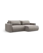 Canapé d'angle en velours convertible avec rangement Belfast 3 places gris chaud - 240x149x84 cm