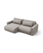 Canapé d'angle en velours convertible avec rangement Belfast 3 places gris chaud - 240x149x84 cm