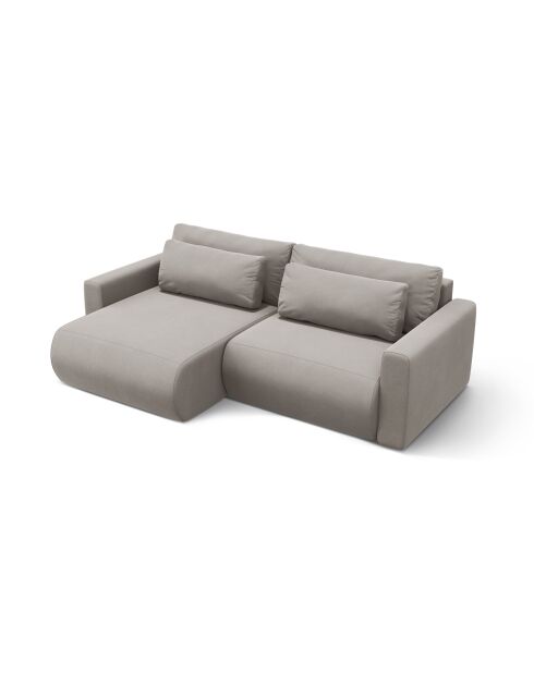 Canapé d'angle en velours convertible avec rangement Belfast 3 places gris chaud - 240x149x84 cm