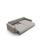 Canapé d'angle en velours convertible avec rangement Belfast 3 places gris chaud - 240x149x84 cm