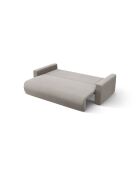 Canapé d'angle en velours convertible avec rangement Belfast 3 places gris chaud - 240x149x84 cm