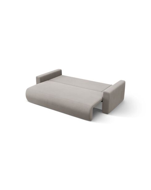 Canapé d'angle en velours convertible avec rangement Belfast 3 places gris chaud - 240x149x84 cm