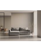 Canapé d'angle en velours convertible avec rangement Belfast 3 places gris chaud - 240x149x84 cm