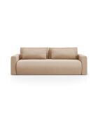 Divano trasformabile Belfast in velluto a 3 posti con contenitore beige mandorla - 238x105x84 cm