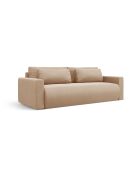 Divano trasformabile Belfast in velluto a 3 posti con contenitore beige mandorla - 238x105x84 cm