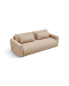 Divano trasformabile Belfast in velluto a 3 posti con contenitore beige mandorla - 238x105x84 cm