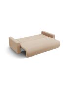 Divano trasformabile Belfast in velluto a 3 posti con contenitore beige mandorla - 238x105x84 cm