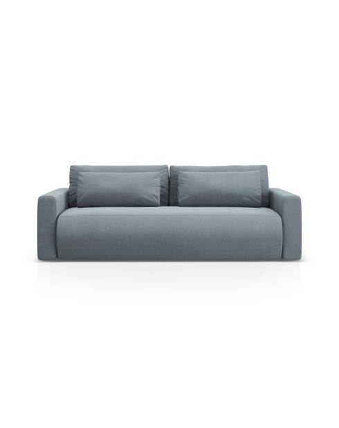 Divano trasformabile Belfast in velluto a 3 posti con contenitore blu grigio - 238x105x84 cm