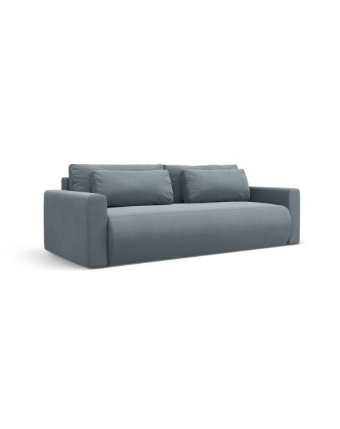 Divano trasformabile Belfast in velluto a 3 posti con contenitore blu grigio - 238x105x84 cm