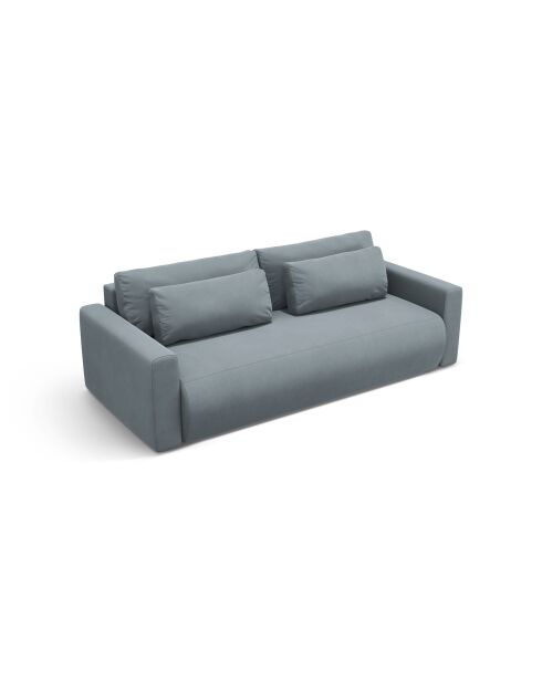 Divano trasformabile Belfast in velluto a 3 posti con contenitore blu grigio - 238x105x84 cm
