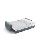Divano trasformabile Belfast in velluto a 3 posti con contenitore blu grigio - 238x105x84 cm